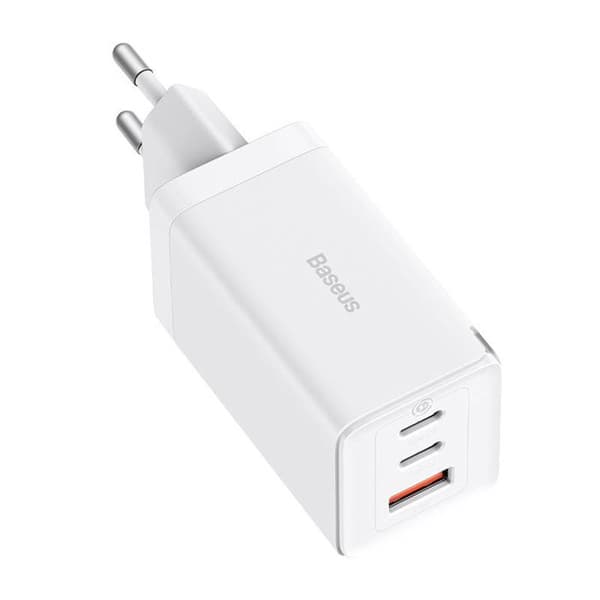 Laddare - BASEUS - GaN5 Pro - 2xUSB-C + USB - 65W - Vit