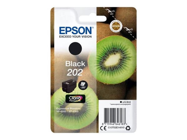 EPSON 202 blækpatron - 6,9 ml - Sort - Expression Premium XP-6000, XP-6005, XP-6100, XP-6105