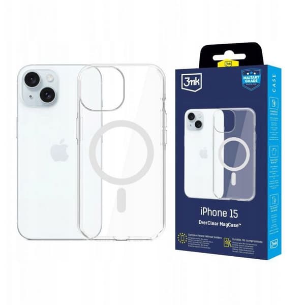 Tablet cover - 3MK - MagCase EverClear case - Hvid - Kompatibel med iPhone 15