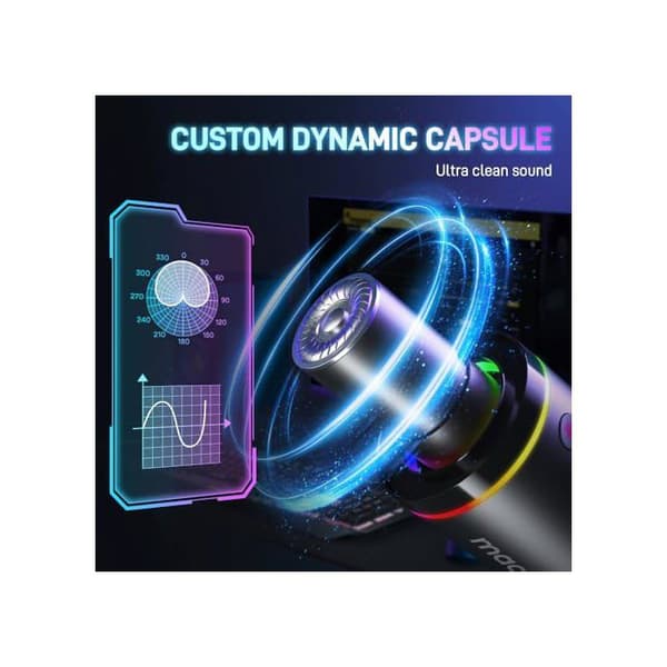 MAONO Micro Dynamique XLR-USB, PC Podcast Mikrofon med Programvara, Mute, Gain-knapp, Volymkontroll, för Streaming