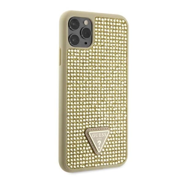 Coque bagtil iPhone 11 Pro Max prydet med små sten Guess i guld