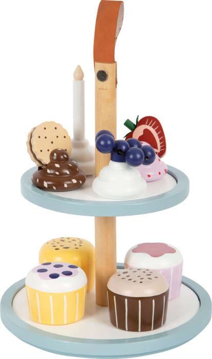 Kagefad i træ, cupcake-magnet, muffinfad, slikfad