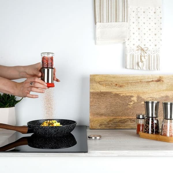 Manuel peberkværn - ORION - 14 cm - Rustfrit stål - Glas - Robust mekanisme - Elegant design