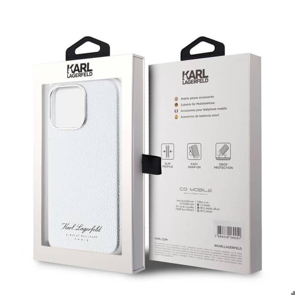Coque til iPhone 15 Pro Max Hotel RSG Tekstureret Grained Elegant Karl Lagerfeld Sølv