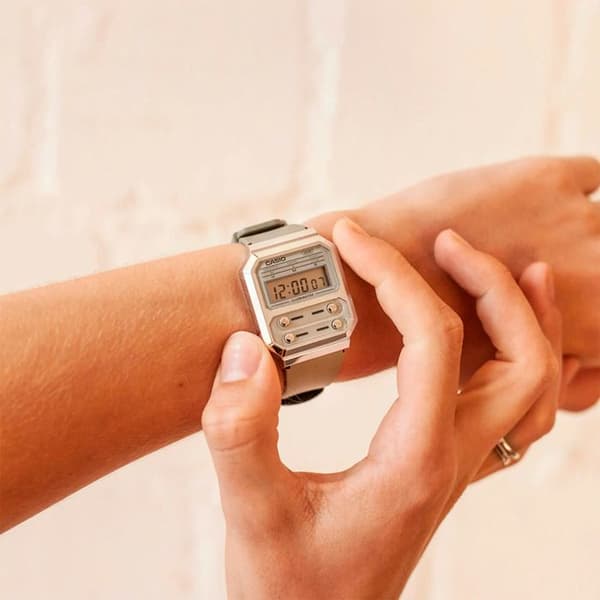 Casio Ur - Unisex - A100WEF-3AEF - Grøn - Plast - Kvarts - Digital