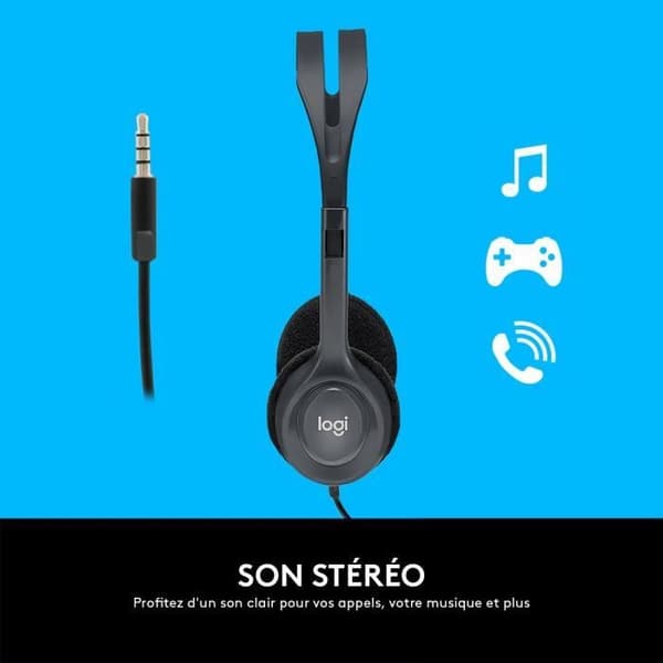 LOGITECH - Stereo H111 headset med ledning - Grå