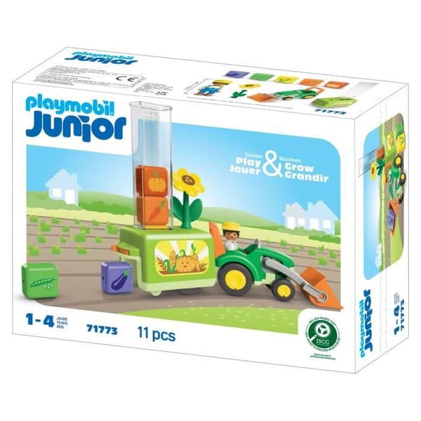 PLAYMOBIL Junior 71773 Traktor med planter, 11 dele, Fra 12 måneder