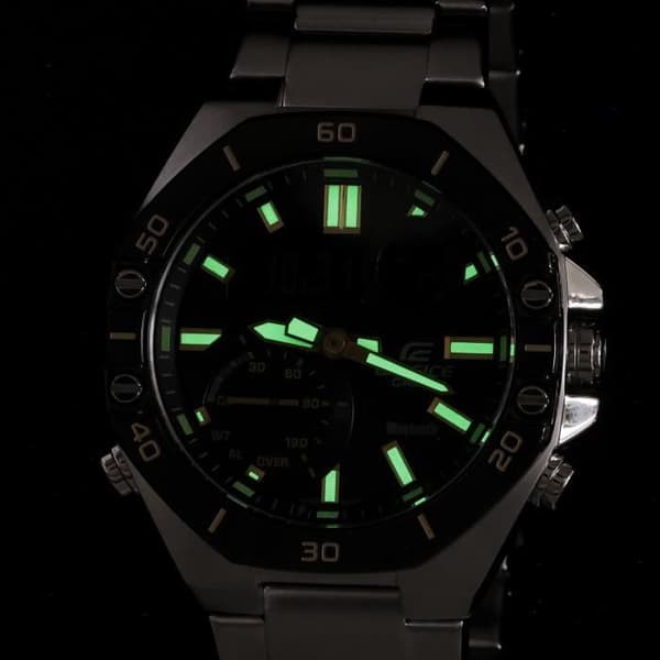 Ur - CASIO - ECB-10DB-1A9EF - Rustfrit stål - Vandafvisende 10 bar - Dobbelt display