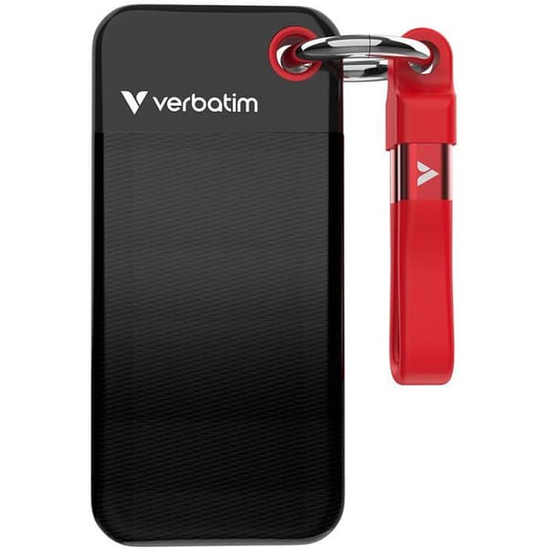 Ekstern SSD-disk - VERBATIM - Pocket - 2 To - Sort / Rød