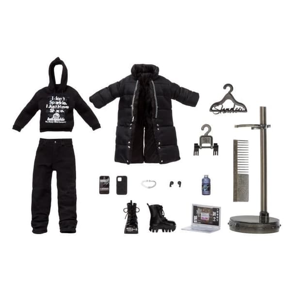 Rainbow High S3 Shadow High - Dukke 27 cm Rex Mcqueen (Sort) - 1 outfit + tilbehør og støtte til dukke
