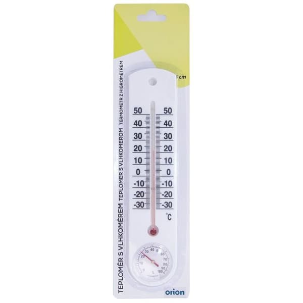 Termometer med hygrometer - ORION - 25 cm - Skala -30°C til +50°C - Hygrometer 0% til 100% HR
