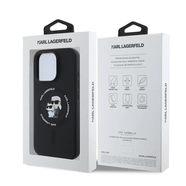 Coque - Karl Lagerfeld - iPhone 16 Pro - Silikone Liquide - MagSafe - Sort