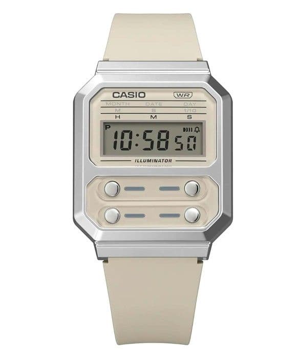 Casio Ur - Unisex - A100WEF-8AEF - Beige - Plast - Kvarts - Digital