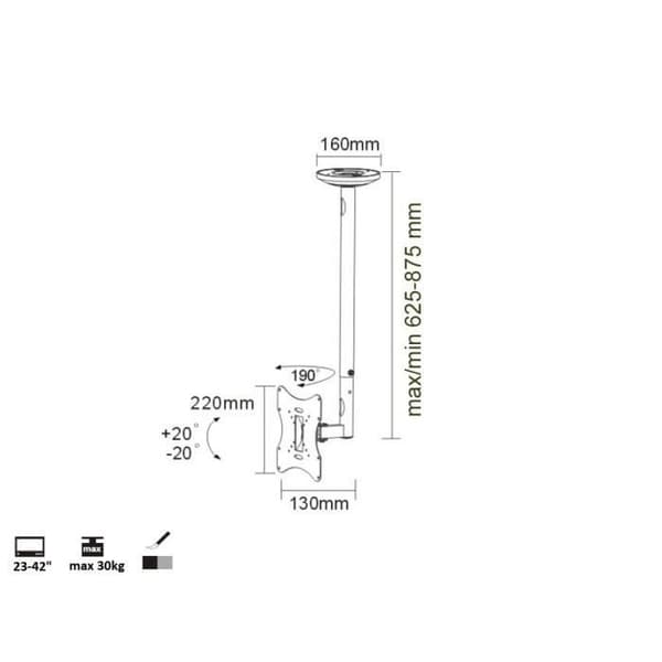 Loftmontering til TV 23-42 "50 - 85 cm 30kg Maclean MC-504A B sort