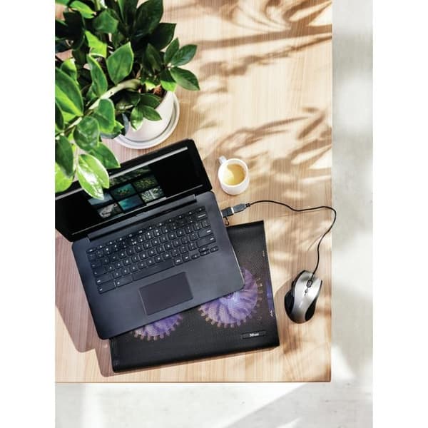 Ventilerad stöd - TRUST - Blå - 2 USB-fläktar - Blå belysning - För datorer 17,3''