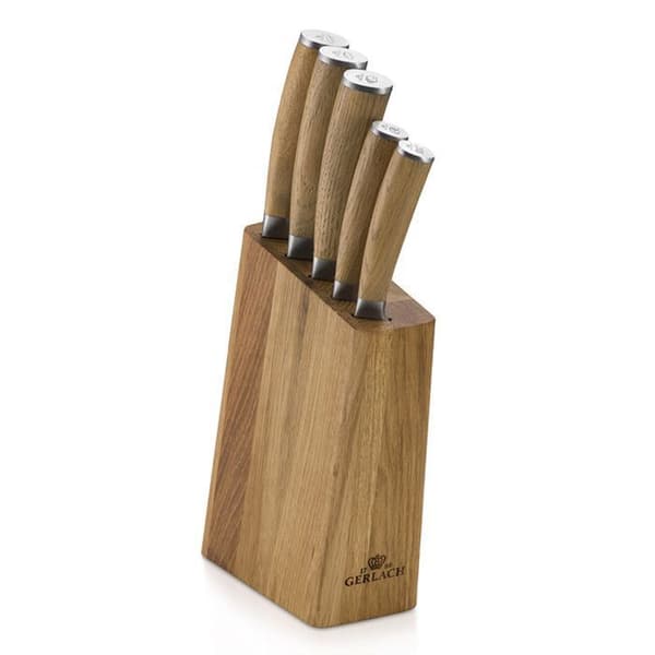 Knivsæt - GERLACH - Natur - Rustfrit Stål - Egetræsboks - 5 Stykker