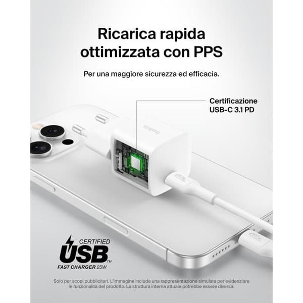 Belkin USB-C Oplader 25W PD 3.0 PPS Kompakt Universel til iPhone Samsung iPad