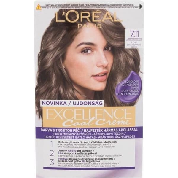 48ml Loréal Paris Excellence Cool Creme, 7.11 Ultra Ash Blond, Hårfarve