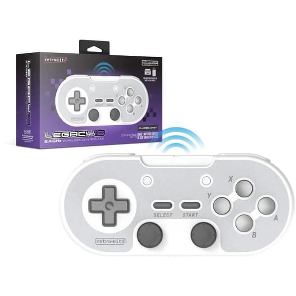 Trådløs controller - RetroBit Legacy 16 Grå - Switch, PC, Steam, Raspberry Pi, SNES, Android