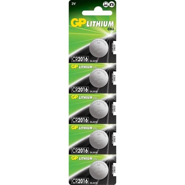 GP BATTERIER Knapcelle Lithium - GP CR2016-C5 - Pakke med 5