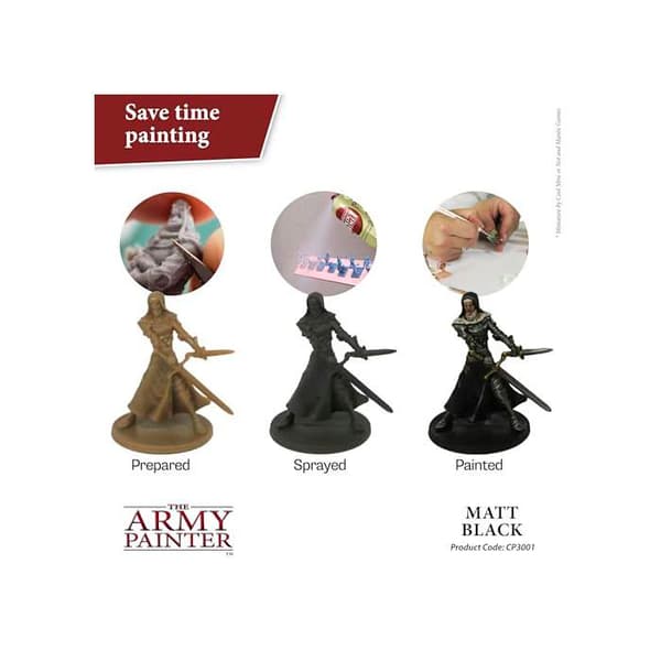 Acryl spraylak - THE ARMY PAINTER - Mat sort - 400 ml - Hurtig tørring - Mat finish