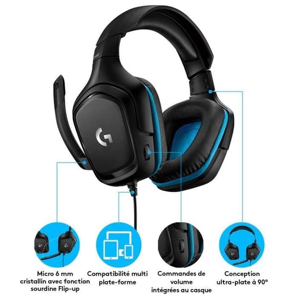 Gaming headset - Trådad - Logitech G - G432 - USB - Xbox One, PS4, Switch, PC, MAC - Svart