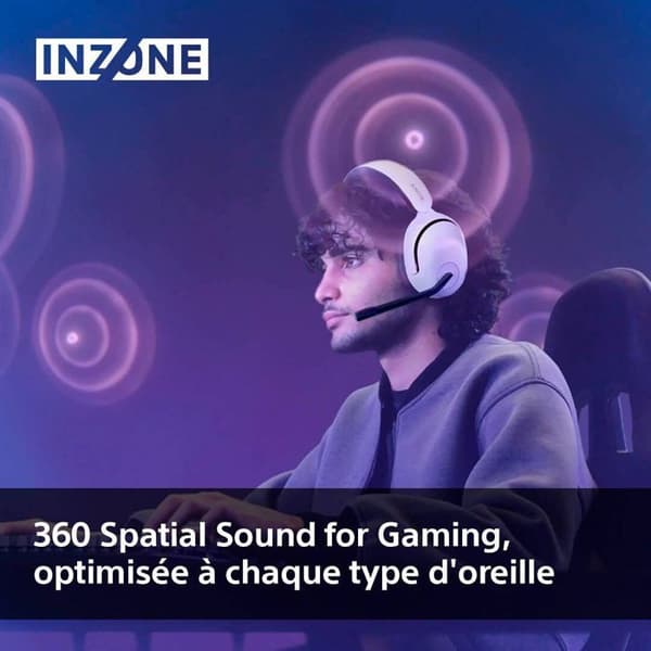 Sony INZONE Wireless H5 Gaming Headset - 360 Spatial Sound til PC/PS5 - Hvid-PC-tilbehør