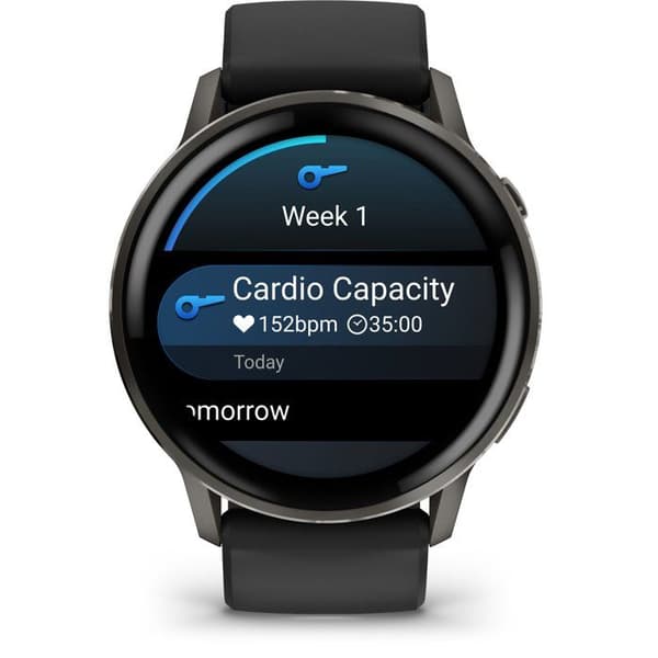GPS-ur med forbindelse - GARMIN - Venu 4 - 45 mm (1,4") - Grå med sort silikonearmbånd