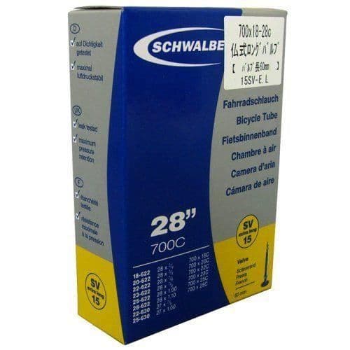 Slange - Schwalbe - 700x18-28C - Presta 60 mm - Sort