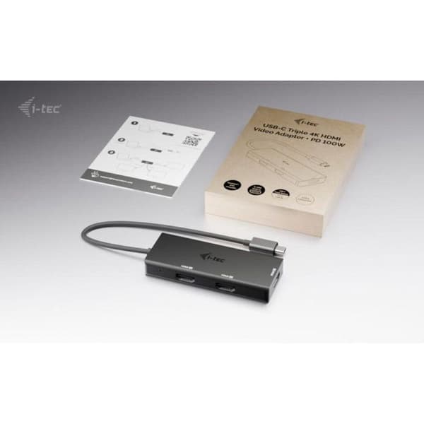 i-tec USB-C Triple 4K HDMI Video Adapter, Power Delivery 100W