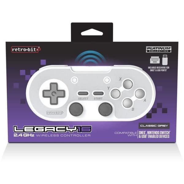 Trådlös kontroller - RetroBit Legacy 16 Grå - Switch, PC, Steam, Raspberry Pi, SNES, Android