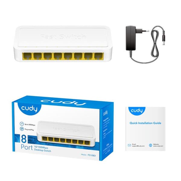 Switch - Cudy - FS108D - 8 porte - Plug and Play - Plastikhus