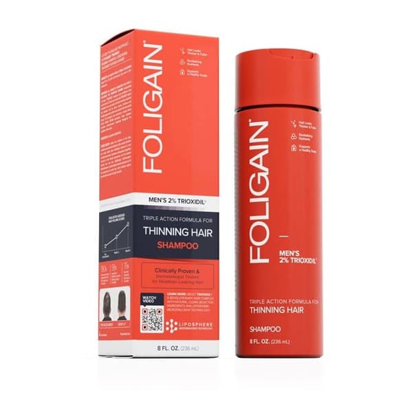 Foligain Shampoo til tyndere hår til mænd, 8 oz