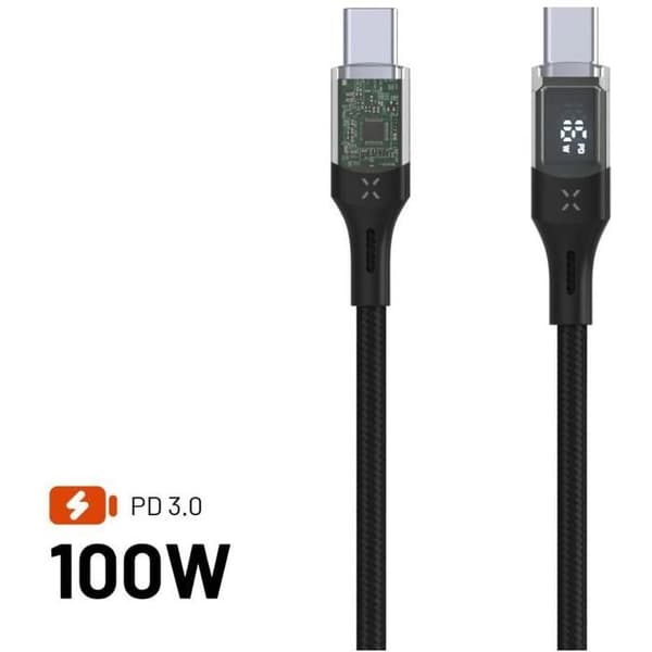 USB-C-kabel - FIXED - 1,2 m - 100 W - Snabbladdning - Synkronisering - LED-indikering