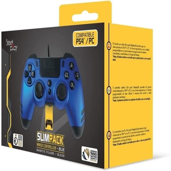 Spilcontroller - Steelplay - Slimpack - Kablet 3m - Kompatibel med PS4/PS3/PC - Dobbelt vibration
