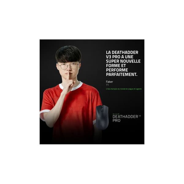 Mus - Razer - Deathadder v3 Pro - Sort - 30000 dpi - 5 programmérbare knapper