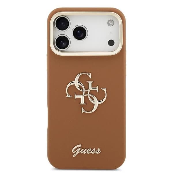 Guess PU Grained 4G Logo Stativ Kamera Ramme Cover til iPhone 17 Pro Max 6.9" Sort