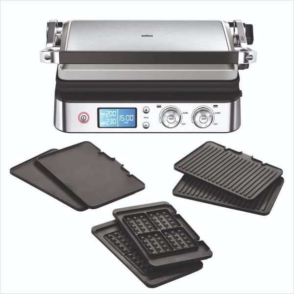 Multifunktionel grill - BRAUN - Multi Pro 9 - 2000 W - 3 varmeindstillinger - Sort / Stål