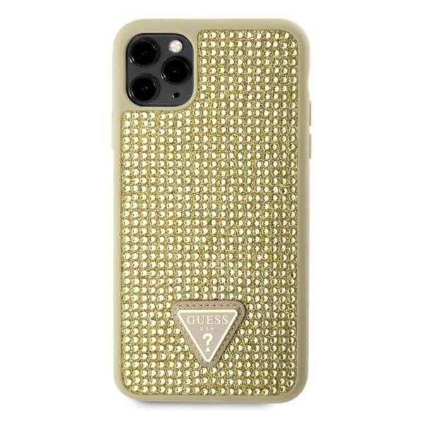 Coque bagtil iPhone 11 Pro Max prydet med små sten Guess i guld