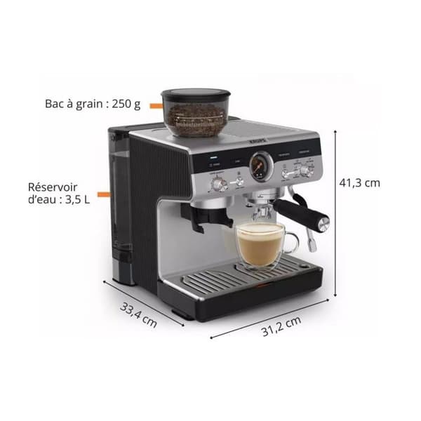 Krups Precision, Espressomaskine med kværn, Perfekt espresso, Interface, XP801T10