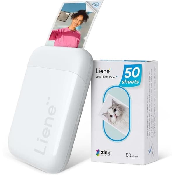 Bärbar Fotoprinter - LIENE - Mini Printer - Bluetooth 5.0 - 50 Zinkpapper - Vit