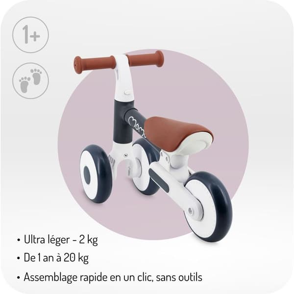 Draisienne tricycle uden pedaler - MOMI - DEX - Let - Sammenfoldelig - 2 sædehøjder