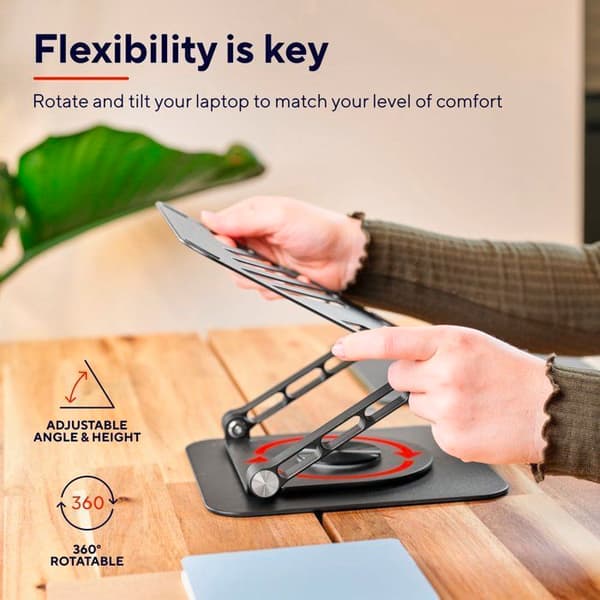 Bærbar Computer Støtte - TRUST - Zeff - 16 Tommer - Ergonomisk - Foldbar - Rotation 360°