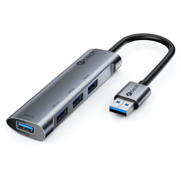 USB Hub - C-TECH - UHB-U3-AL - 4 Porte USB-A 3.2 Gen 1 - Aluminium - Sølv