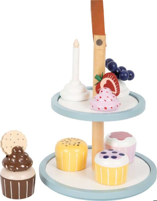 Kagefad i træ, cupcake-magnet, muffinfad, slikfad