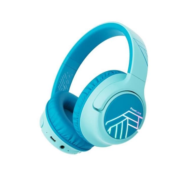 Børneheadset - PowerLocus - Bluetooth - Begrænset volumen 74-85-94dB - 45 timer - Farverige LED-lys