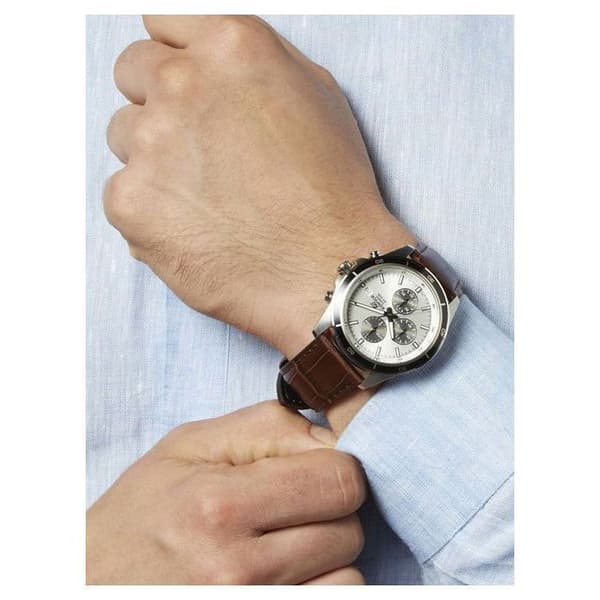 Ur - CASIO - Edifice EFR526L-7A - Brun læder - Rustfrit stål - Let vandtæt