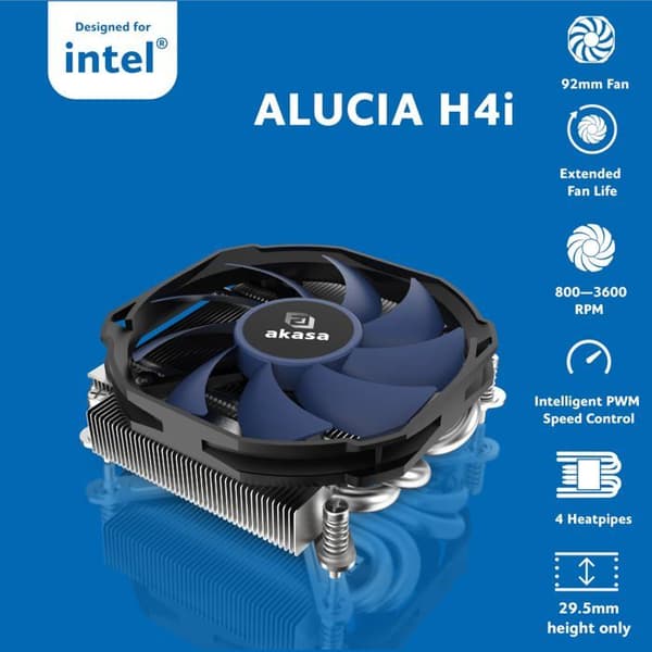 CPU-køler - AKASA - ALUCIA H4I - Lavprofil - Kompakt design - Effektiv termisk styring
