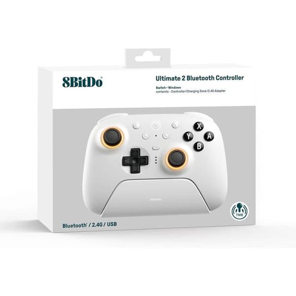 8BitDo Ultimate 2 Bluetooth - Switch 1 & 2 / PC Windows - Vit utgåvan