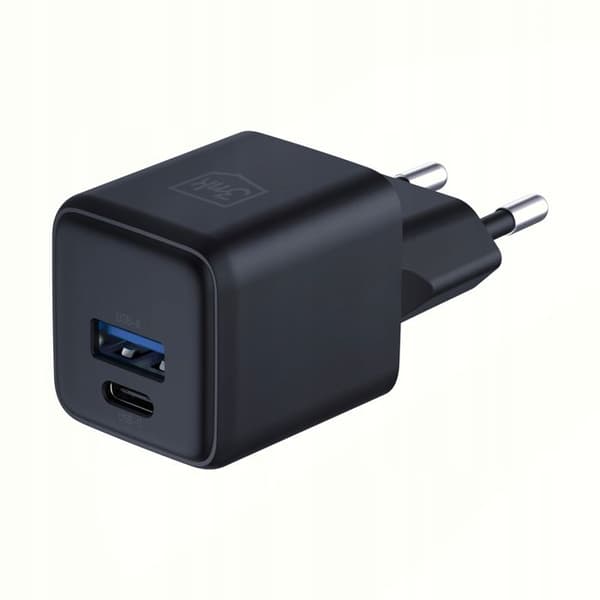 Laddare 3mk Hyper GaN 20 W QC4+ PD PPS USB-C USB-A Svart
